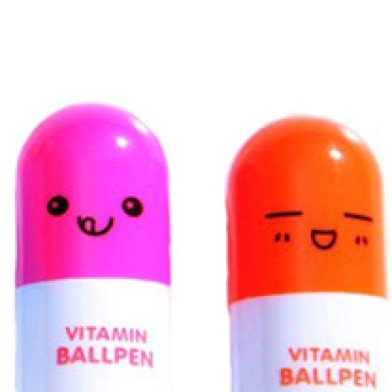 6 Pcs Cute Smiling Face Pill Ball Point Pen Telescopic Vitamin Capsule Ballpen