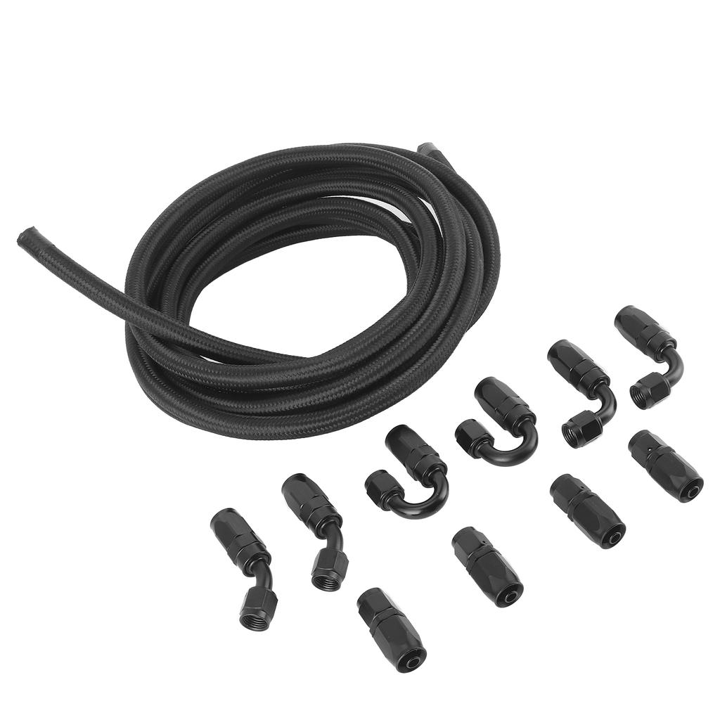 5meters Oil Fuel Hose Line AN6?6AN Fitting Stainless Steel Nylon Braided Straight 45 degrees 90 degrees 180 degrees End