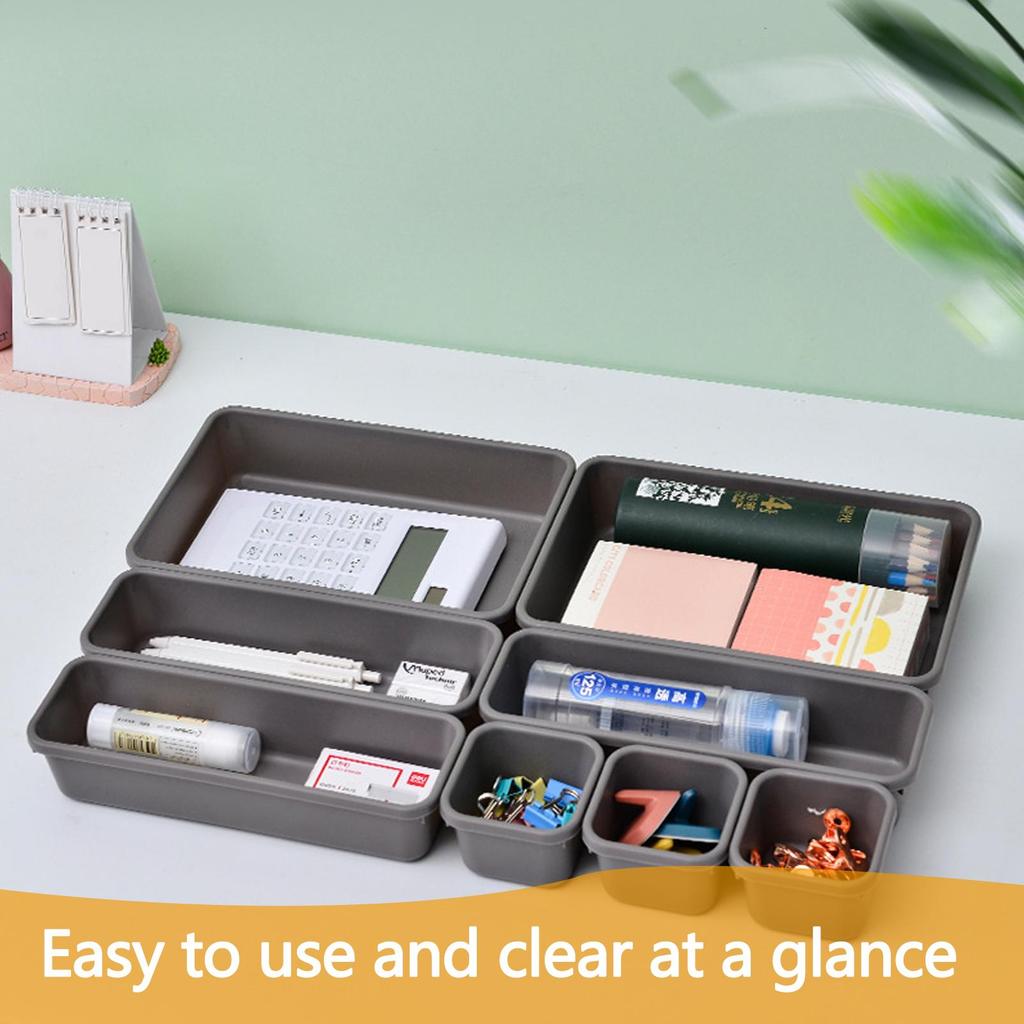 Drawer Organiser, Interlocking Drawer Dividers Plastic Storage Trays,8Pcs  3 Sizes Uncluttered Storage Drawer Tidy Trays Dividers