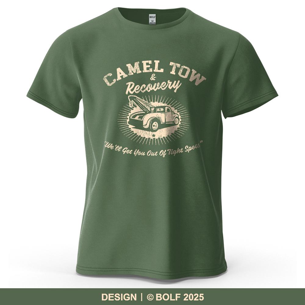 Vintage Tow Truck Printed Men's T-Shirt Oversized Graphic Tees for Women Tops Tees Casual Streetwear