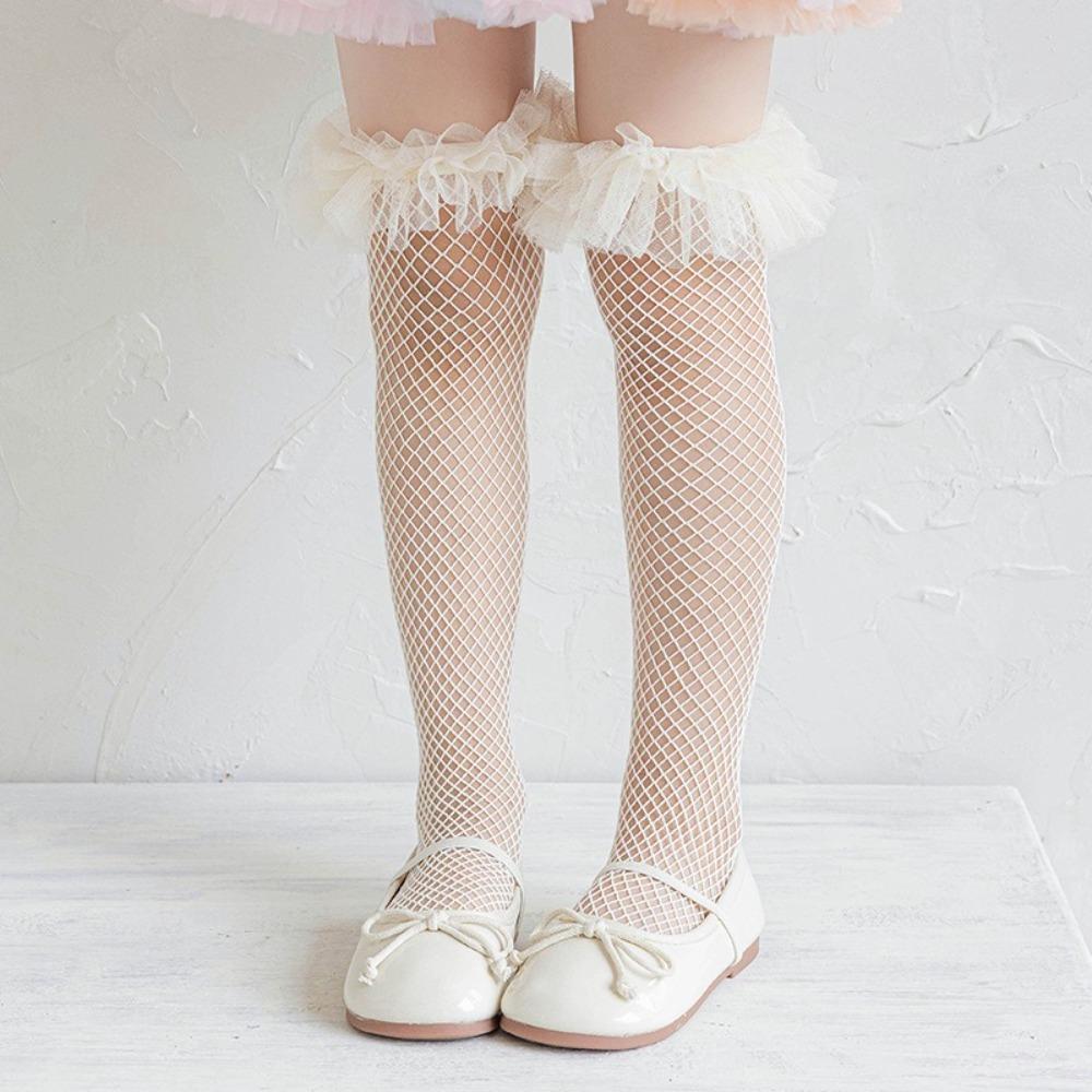 

Bowknot Mesh Stockings Nylon Girl Long Socks Baby Dress Lolita Sock бежевый