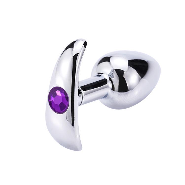 Metal G-Spot Butt Plug with Diamond Accents for Self-Pleasure