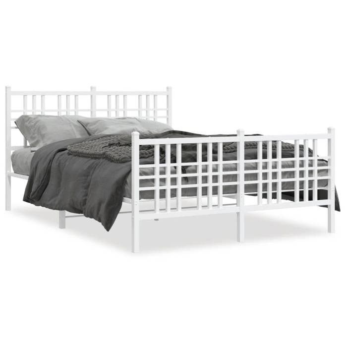 VidaXL Metal Bed Frames with Headboard/Footboard, Slat Base, Adult Bed, Double Bedroom Bed 376389