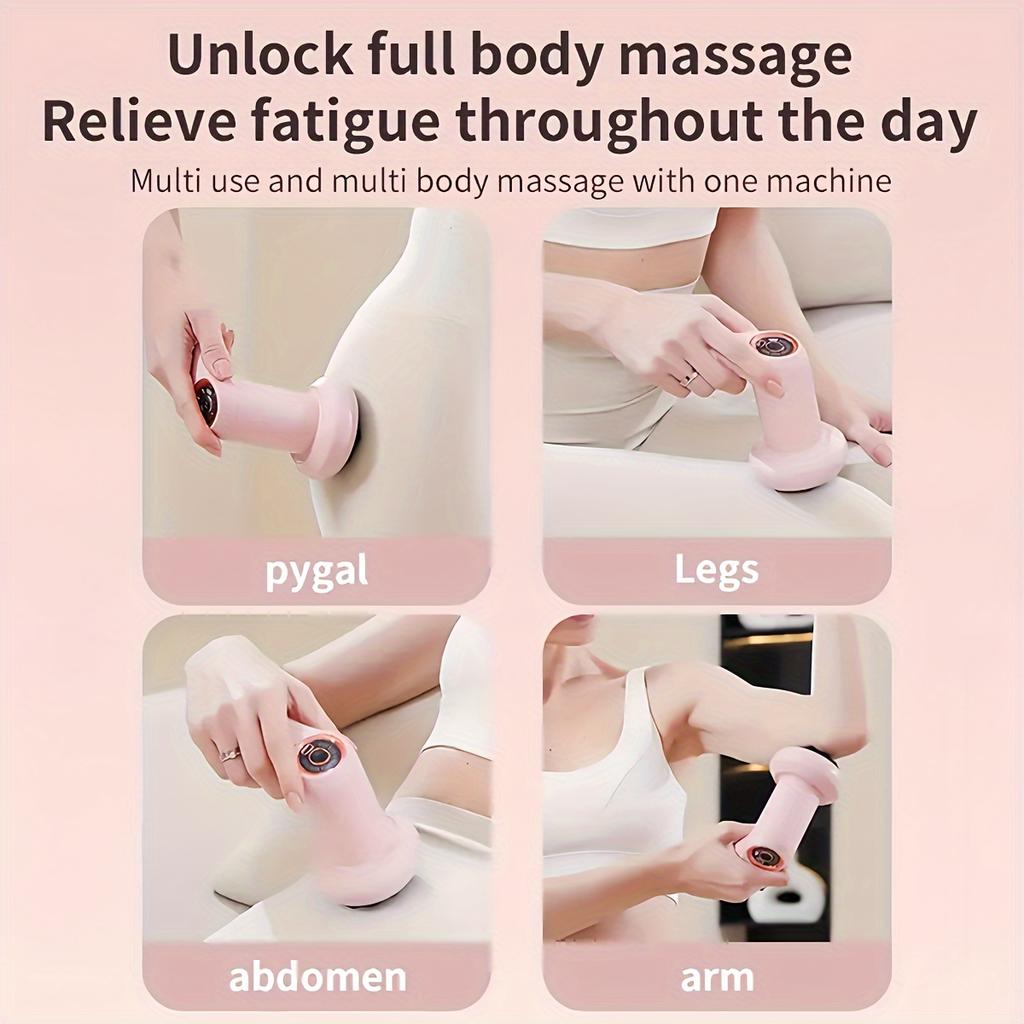 Tragbarer Heim-Fett-Pusher, Wiederaufladbares Schönheits-Körpermassagegerät, Multifunktionales Vibrationsmassagegerät mit 5 Massageköpfen, Entspannt die Muskeln effektiv