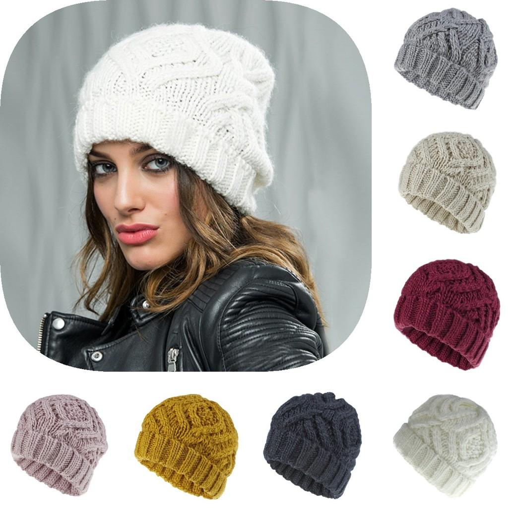 Trendy Autumn Winter Knitted Hat For Women Featuring Unique Check Pattern In Multiple Colors