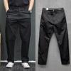 Pure cotton casual pants men's summer loose and versatile tooling pants simple solid color straight trousers men