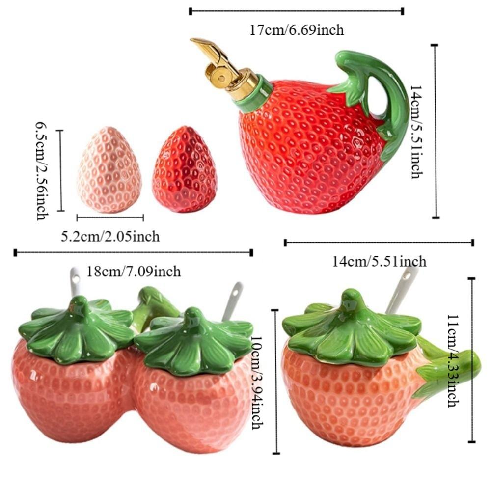Cartoon Strawberry Seasoning Jar Japanese Style Spice Jar Kawaii Condiment Can  Salt