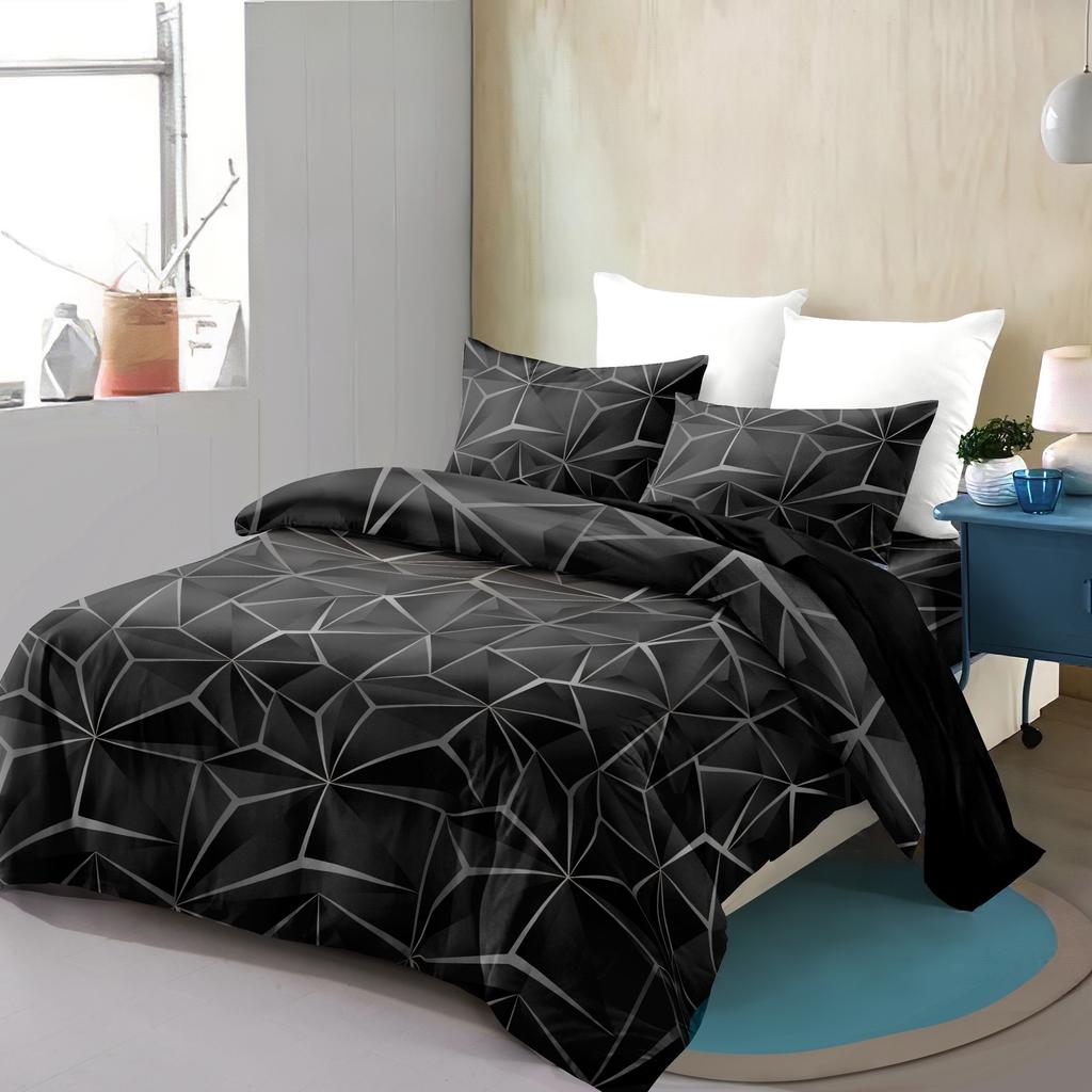 3D Visual Quilt Cover Abstract Geometric Lattice Three-Piece Set Down Quilt Cover Bedding