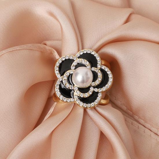 Neue Kamelien-Seidenschalschnalle, französische Retro-Perlenschalschnalle, quadratische Ringschnalle, orangefarbene Kristallschalschnalle für Frauen