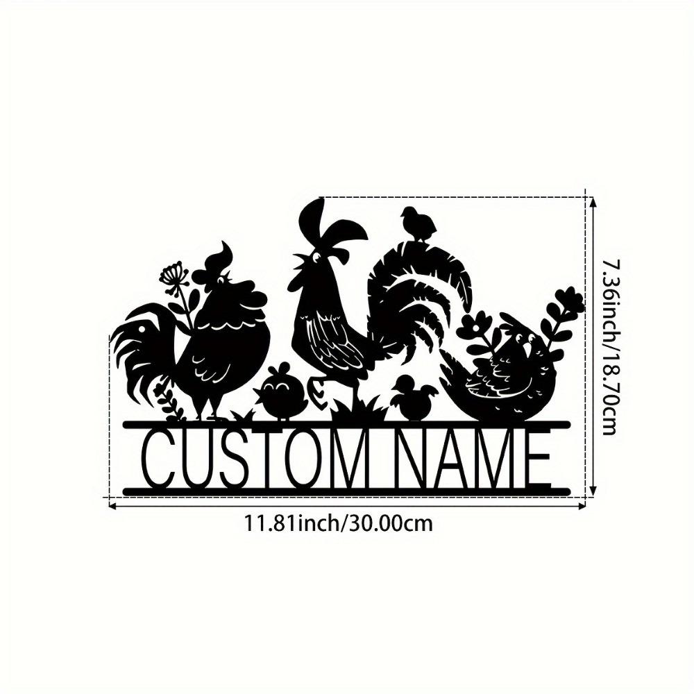 Customized Giant Rooster & Chicks Metal Wall Sculpture, Personalized Rustic Ornament for Patio, Yard, Gift, 1pc
