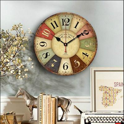 Horloge Murale Créative Européenne Horloges de Salon Silencieuses Horloges Murales en Bois Élégantes Modernes Quartz Mural Rétro Reloj De Pared