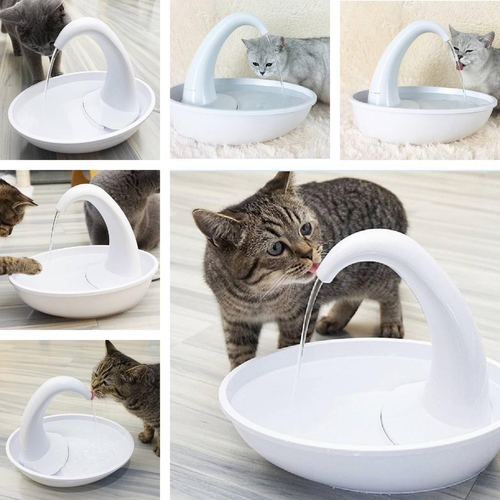 Pioneerpet Schwan Haustier-Trinkbrunnen Ideal für Katzen und Hunde mit leisem Betrieb und einfachen Reinigungsfunktionen