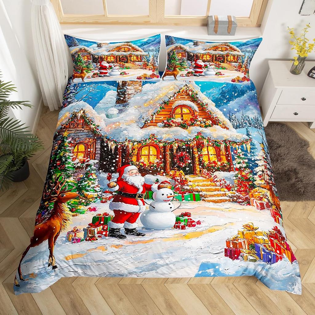 Marry Christmas Snowman 3D Print Bedding Set Fresh Style Cozy Soft Duvet Cover King Queen Twin Size Birthday Gift Bedroom Decor