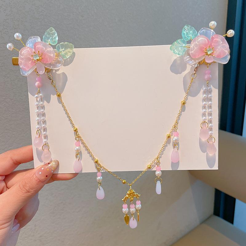 Chinese Style Hanfu Hairpin Set for Girls - Includes Hair Clips, Swaying Tassels, and Butterfly Accessories