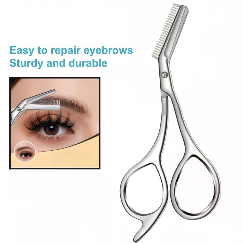 2-In-1 Eyebrow Trimming Scissors With Combs Professional Eyebrow Trimmer Stainless Steel High Quality Scissors Beauty Tools