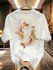 100 Cotton Unisexs TShirt With Golden And Black Koi Fish Print Summer RoundNeck ShortSleeved Casual Unisexs Fashionable Top