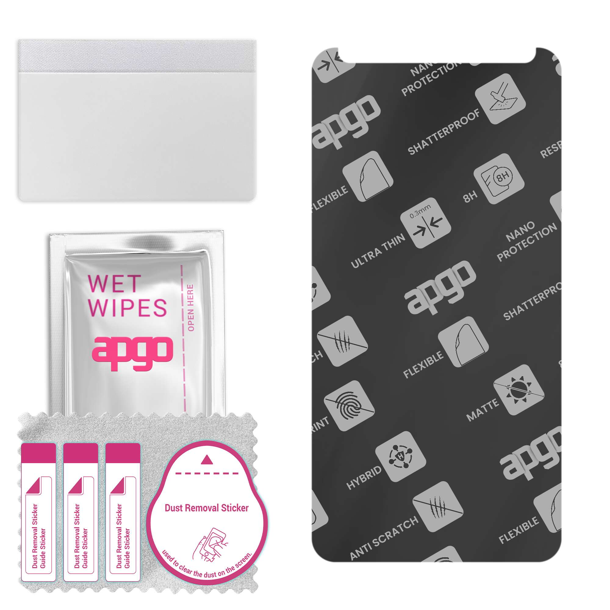 

apgo МАТОВЕ Гібридне захисне скло, сумісне з Meizu X8, гнучке наноскло, чудова заміна загартованому склу, стійке до подряпин, повний клей