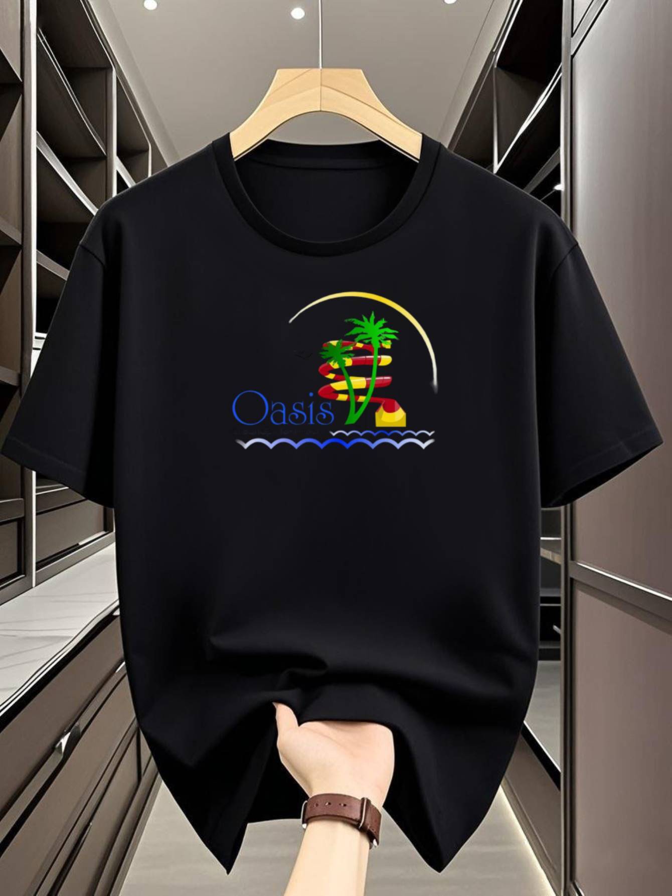 Casual Crew Neck T-shirt -  Oasis  Graphic Print XXL