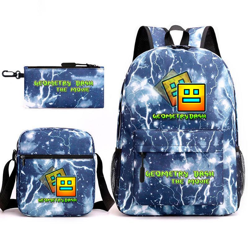 Geometry sprint game backpack geometry dash heat transfer backpack elementary school bag leisure bag
