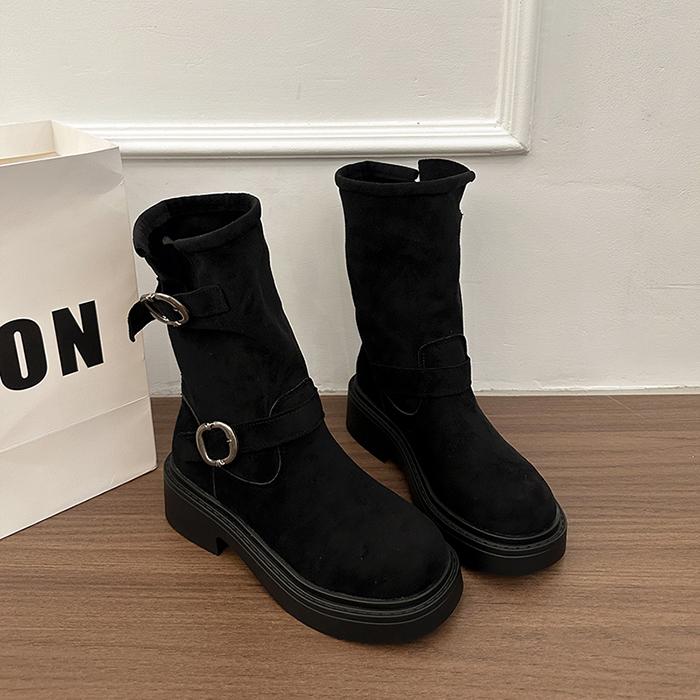 Fashion Autumn Women Ankle Boots Low Heels Slip On Shoes Fashion Square Toe Comfortable Short Botas Zapatos De Mujer