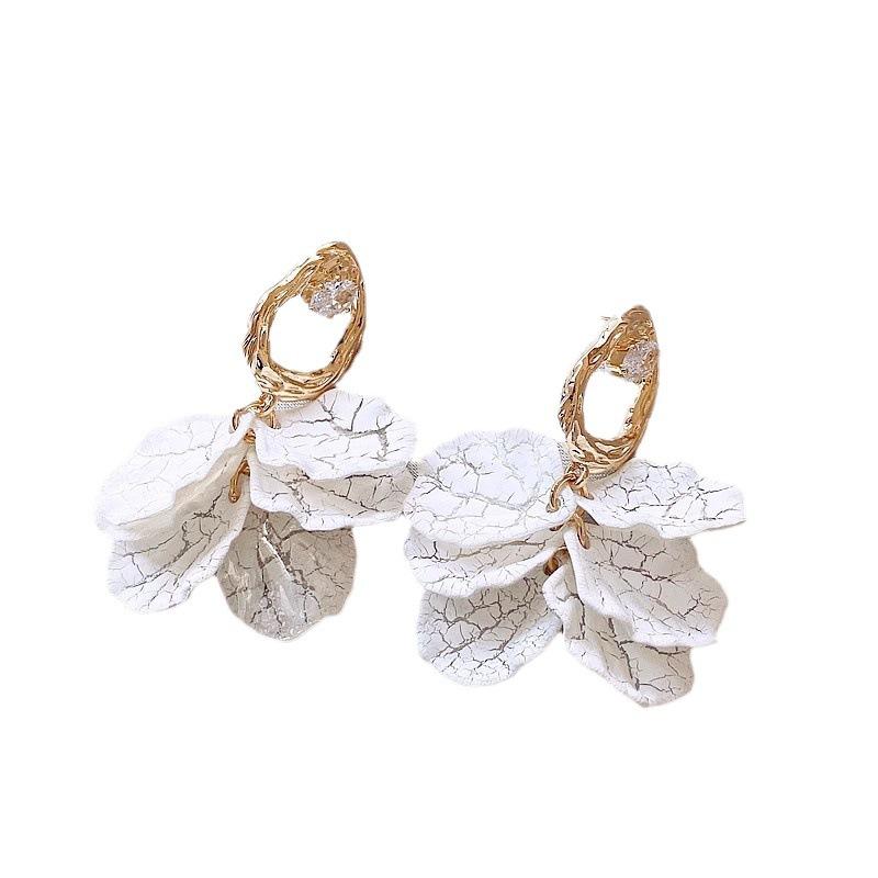 Irregular metal zircon acrylic petal stud earrings flower earrings temperament light luxury design light style decoration