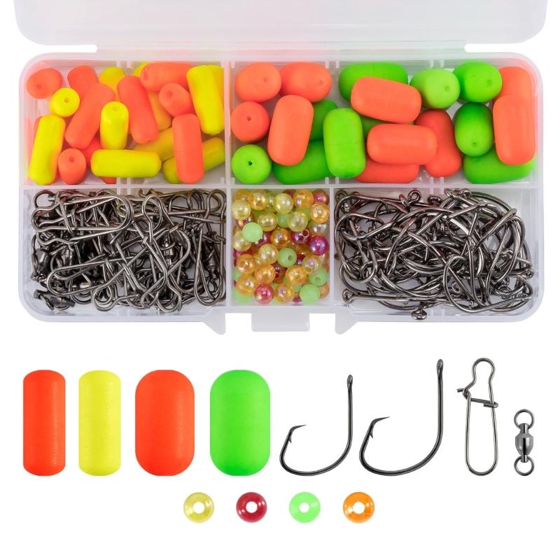 Professional Fishing Accessories Set Durability Metal Hook Floats Swivels Portables Case Included