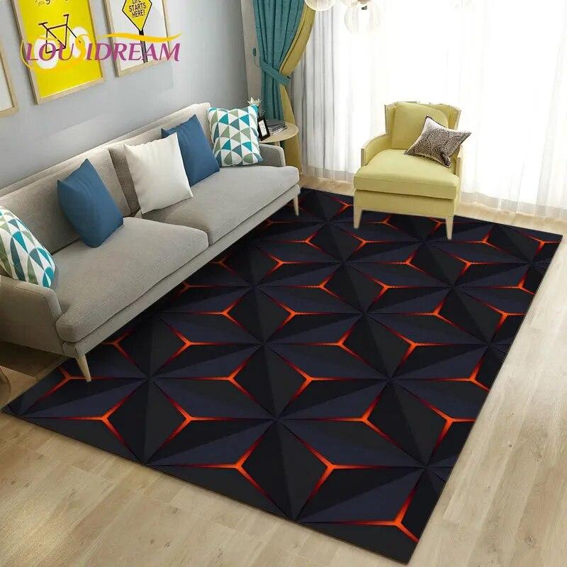 3D Abstract Geometric Optical Area Rug,Carpet Rug for Living Room Bedroom Sofa Doormat Kitchen Decoration,Kid Non-slip Floor Mat