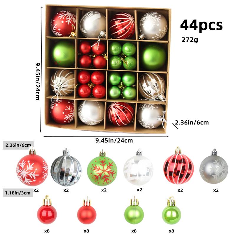 6CM Electroplated Irregular Painted Christmas Ball Ornaments Gift Box Set - Tree Hanging Decorations
