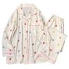 Spring And Autumn New Cloud Cotton Pajamas Women'S Long-Sleeved Sweet Strawberry Girl Cardigan Loungewear Set Real Shot