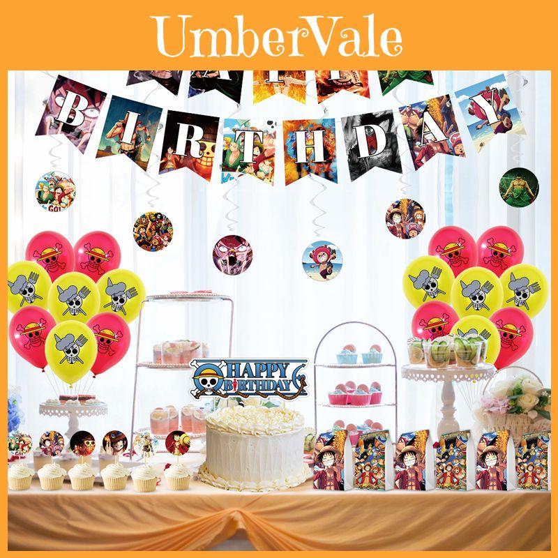One Piece Anime Motto Geburtstagsparty Dekorationsartikel Anzug Banner Topper Ballon