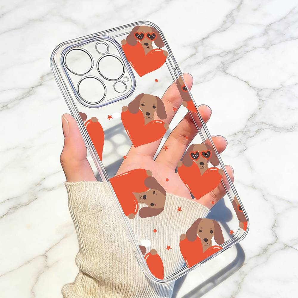 Süßes D-Dackel Bulldogge Handyhülle Transparentes Silikon Weich Für iPhone 17 16 15 14 13 12 11 Mini Pro Max Plus