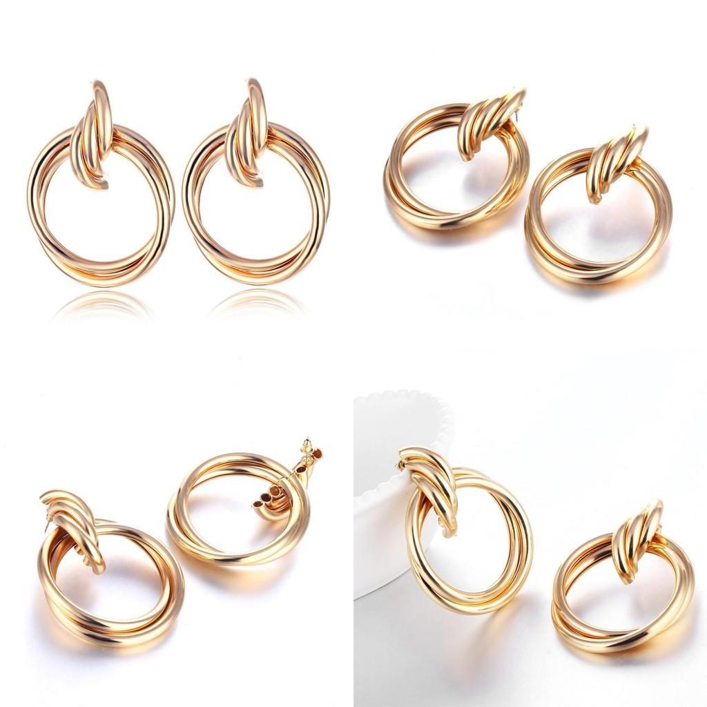 Geometric Elegant Gold Earrings For Women Contemporary Alloy Fashion Jewelry