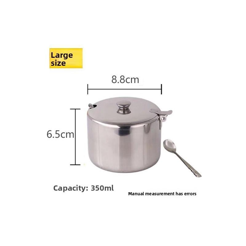 Modern Minimalist Stainless Steel Spice Jar With Handle And Spoon For Home Cooking Storage