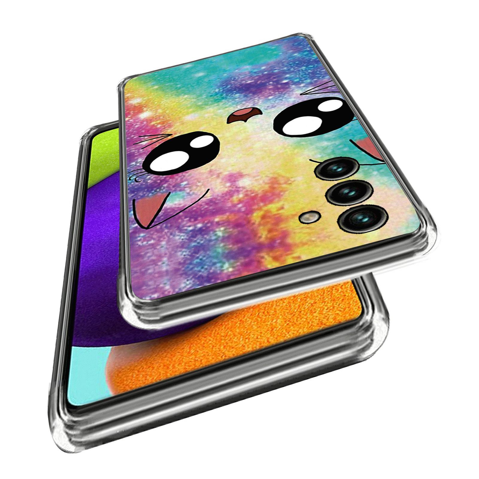 

For Samsung Galaxy A05s 4G TPU Case IMD Pattern Printing Anti-scratch Cover Rainbow Cat