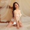 Sexy lace open crotch onesie women's passion free hot sex underwear deep V perspective sex underwear