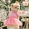 Thin Design Dog Striped Skirt Breathable Summer Pet Costume Cat Princess Dress  Outdoor Walking