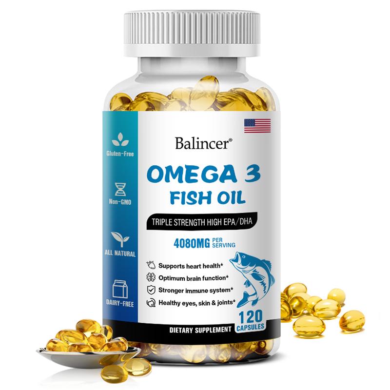 Omega-3 Fish Oil Dietary Supplement, With Vitamin C, Epa, Dha, 120 Softgels Per Bottle 120 Capsules