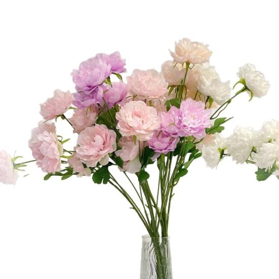 Artificial Peony Flower 6 Heads Blooms Faux Silk Peonies with Stem Fake Flower Branches for Vase Wedding Centerpieces Floral Arrangements
