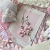 Y2K Theme Pink Bowknot Heart Beaded Keychain; Fresh and Cute Mobile Phone Lanyard; Versatile Pendant for Bags and Purses