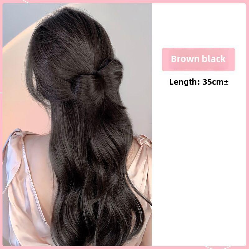 

Накладные волосы с бантом и наполовину собранными в хвостик, зажим для волос, небрежный пучок 1PCS черный коричневый