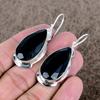 Black Spinel Gemstone Handmade 925 Sterling Silver Jewelry Earring 2.01" KKG-623
