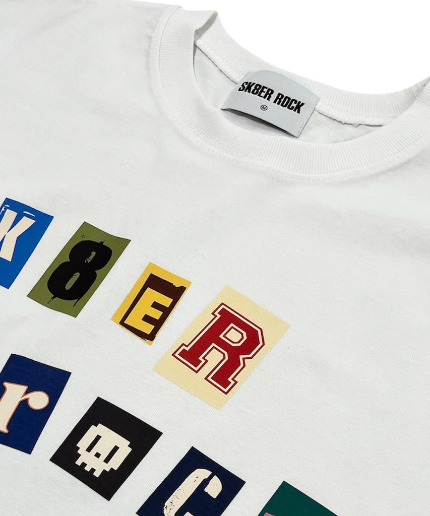SK8ER ROCK Collage Pop Logo T-Shirt ((White))