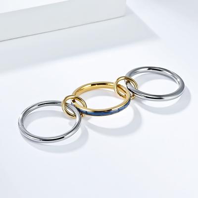 European and American Fashion Three Layer Full Diamond Ring Womens Titanium Steel Temperament Creative Handmade Jewelry