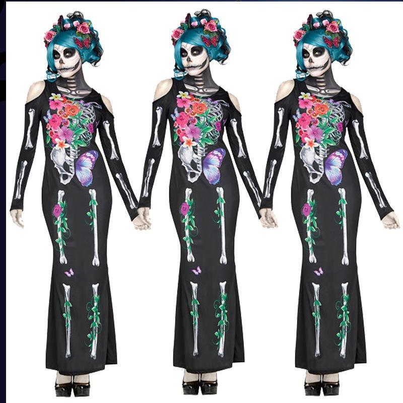 New Halloween Skull Costume Zombie Dress Undead Bar DS Stage Costume Party Dress Up
