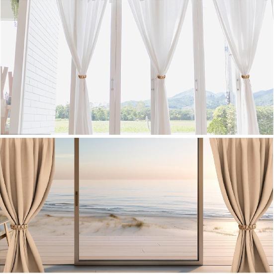 Braided Jute Curtain Tiebacks Set of 2, Rustic Curtain Tie Backs for Curta, Decorative Drapery Holdbacks Bohemian and Farmhouse Style for Lightweight