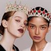 European Princess Queen Tiara Round Baroque Pageant Crowns Crystal Full Crown King Tiaras Bridal Wedding Hair Accessories