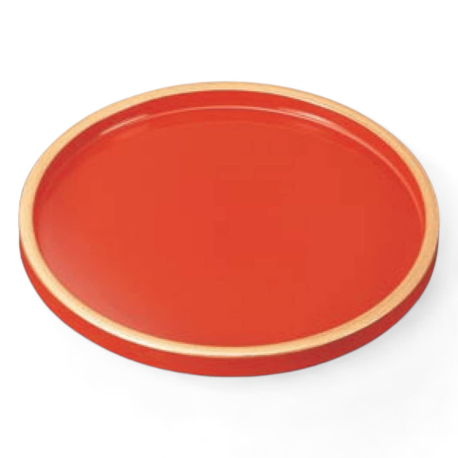 

DX Round Tray Vermilion Red Top and Gold Lacquerware Made in Japan J-kitchens 9-inch (Tray) Bottom, 27cm, (ABS Resin),