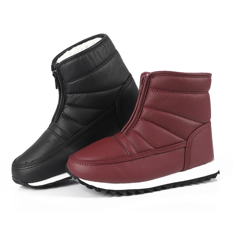 Winter Thicken Fluffy Flat Ankle Boots Warm Keeper Middle-aged Elderly Snow Boots Anti Slip Soft Comfortable Cotton Shoes