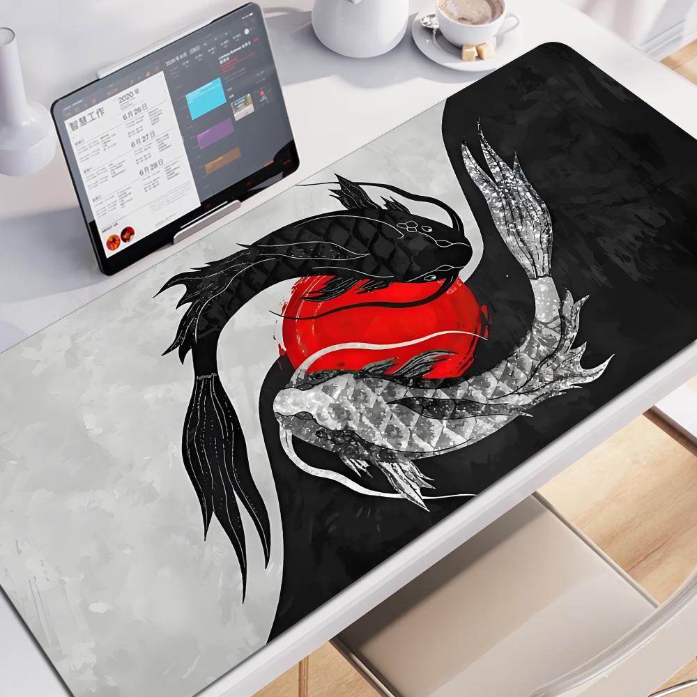 Large Tai Chi Fish Mousepad Gamer XXL Gaming Mouse Pad Rubber Waterproof Big Laptop Notebook Desk Mat Game Neutral Mouse Mat