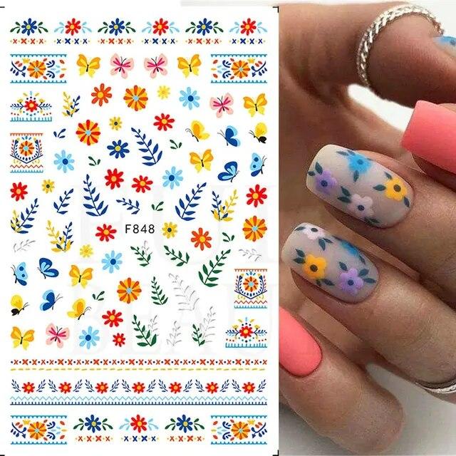 3D lepidlo Květiny Nálepka na nehty Tulipán Okvětní lístky Javor Růže DlY Voděodolné Obtisky na nehty Doplňky pro zdobení nehtů Dekorace na nehty